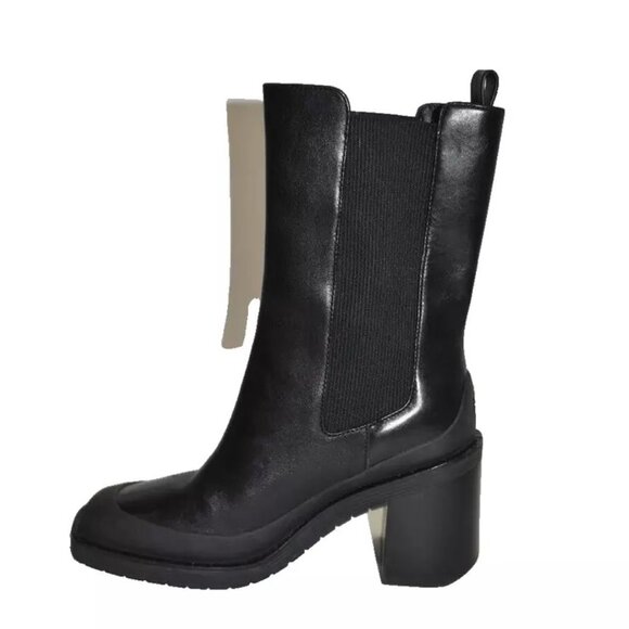 New! Tory Burch Expedition Leather 9 M Chelsea Black Boots DD386 - Picture 3 of 7